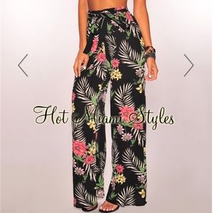 Floral high waist palazzo pants